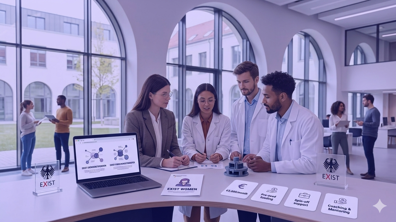 Universities are the intersection of breakthrough research and novel startup ideas. With the Exist scholarship, you can work on your early-stage business close to academia.